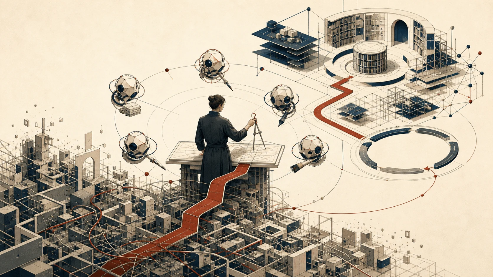 An engineer designs within a complex environment of software systems, knowledge structures, and AI tools